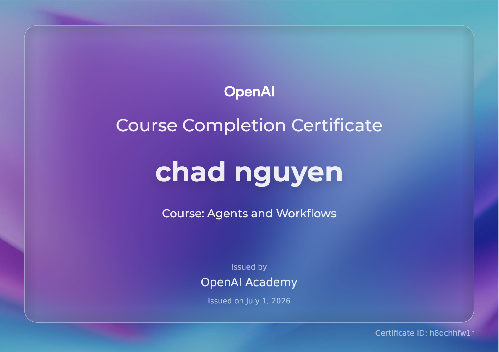 Agents and Workflows Certificate