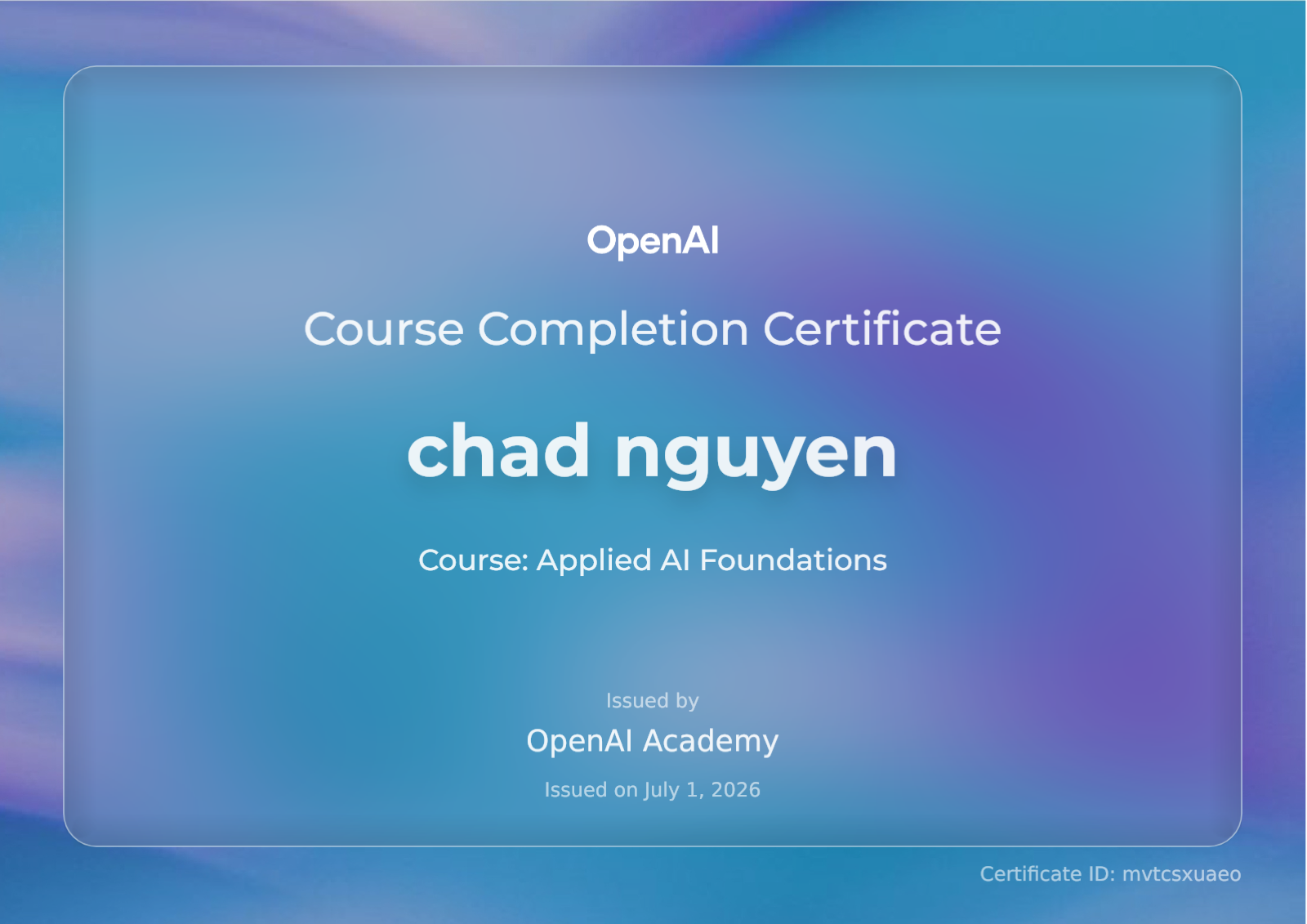 Applied AI Foundations Certificate